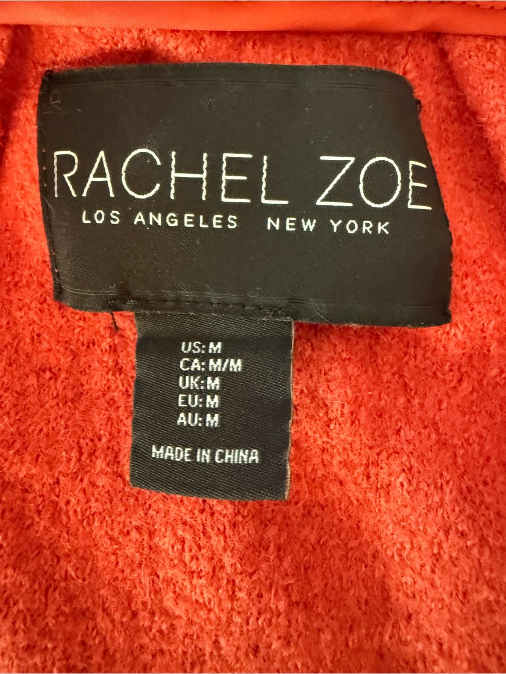 Rachel Zoe Wool Blend Open Front Coat Jacket Coral Orange Red Bouclé M Textured - Picture 4 of 7